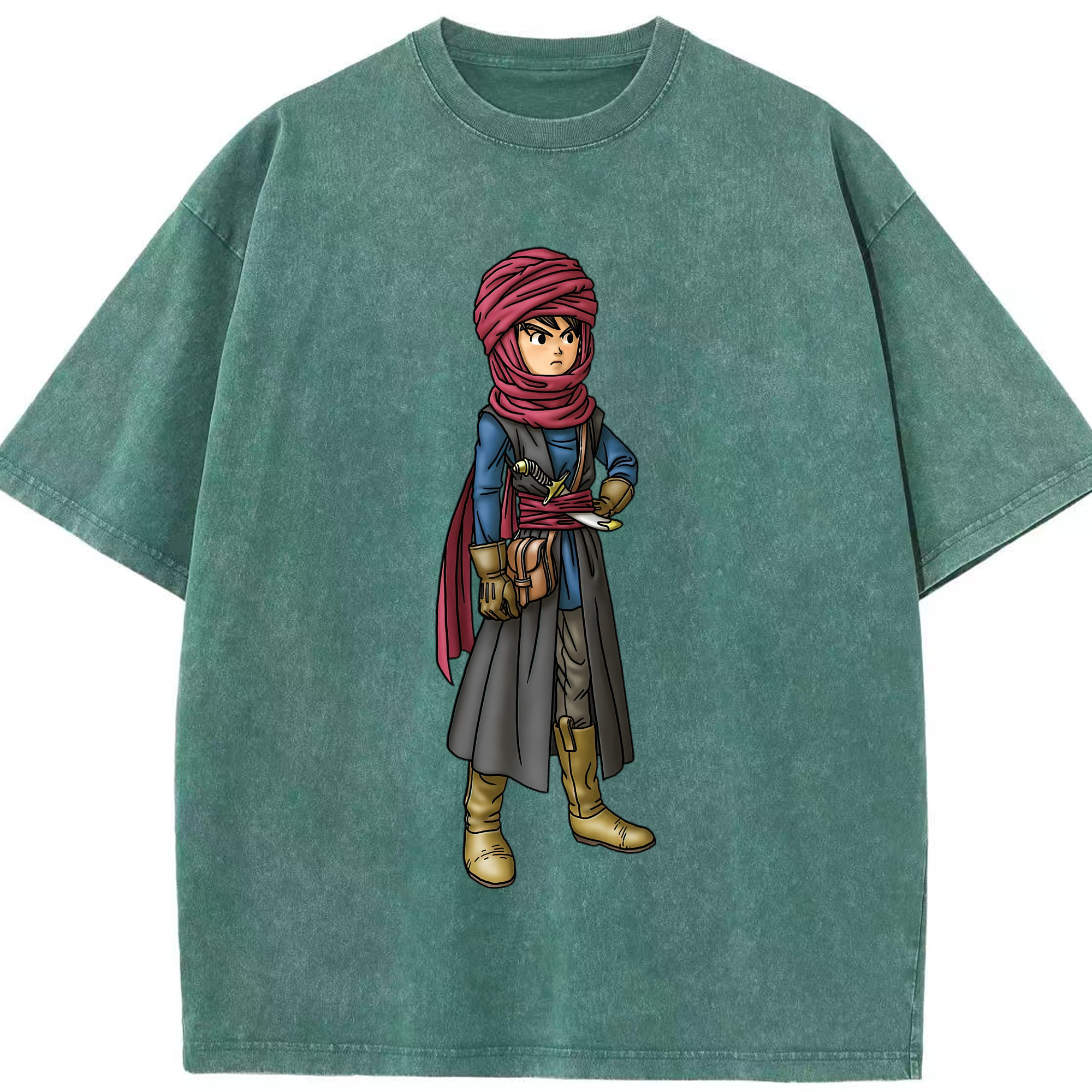（画像用） ドラゴンクエスト Doragon Kuesuto Dragon Quest 綿100% ヴィンテージ風 半袖Tシャツ（フロントプリント）